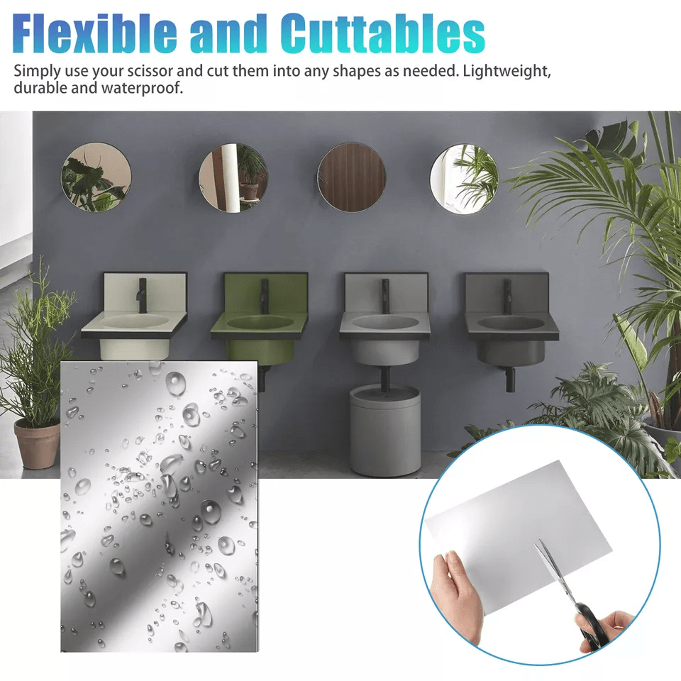 Self Adhesive Mirror Sheets Flexible Reflective Wall Sticker Film For Home Decor DIY Gym Bathroom   2