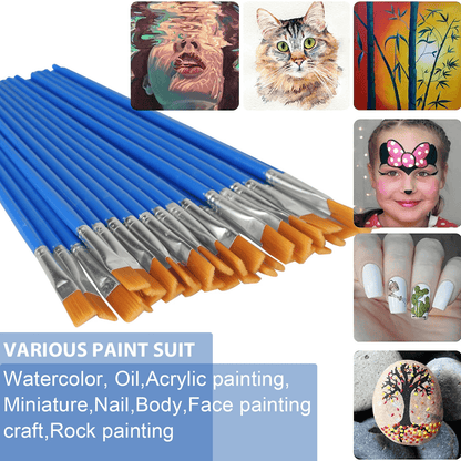 32Pcs Artist Paint Brushes Kit For Acrylic Oil  Watercolor Flat Nylon Brush Set For Craft Model Fac 3