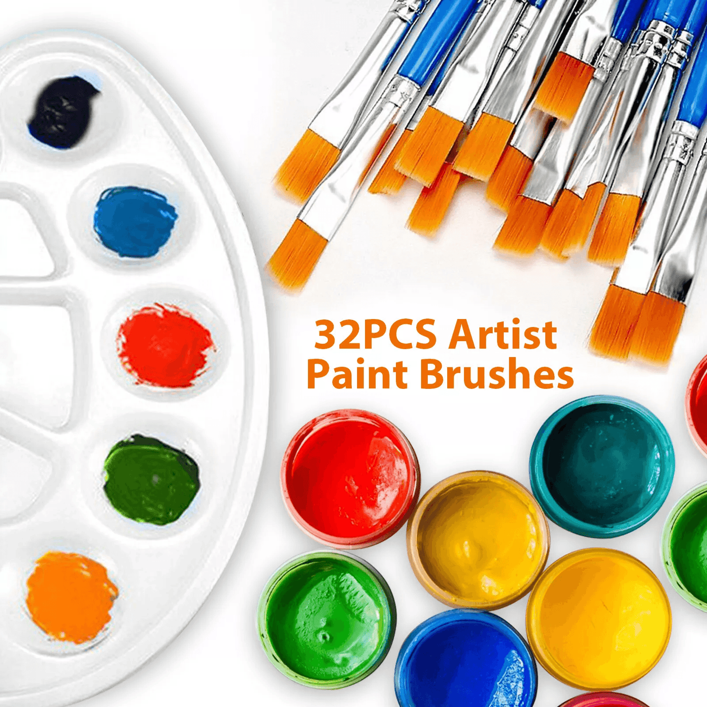 32Pcs Artist Paint Brushes Kit For Acrylic Oil  Watercolor Flat Nylon Brush Set For Craft Model Fac 1