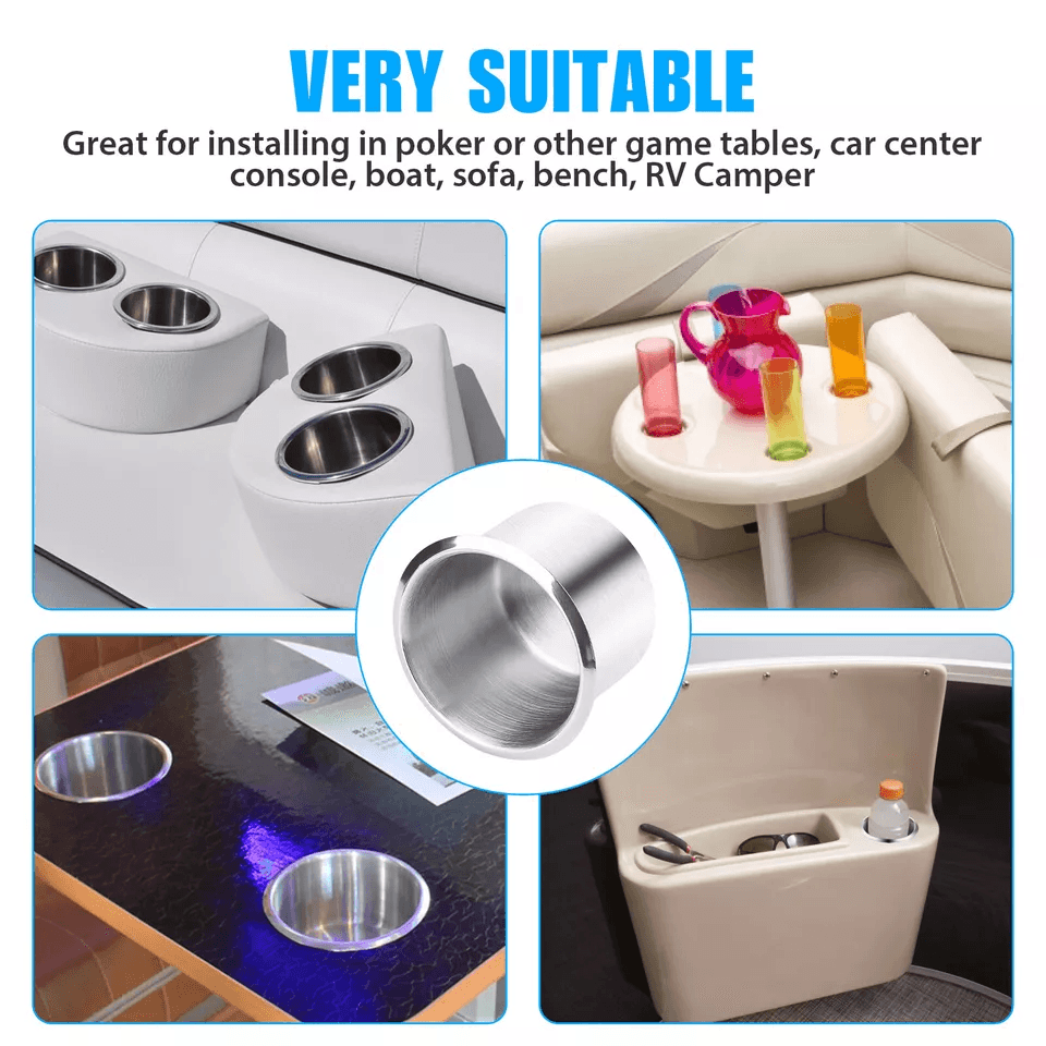 HeavyDuty Stainless Steel Cup Holder Mount Ideal For Marine Boat RV Car Truck  Camper Use AntiCorro 2
