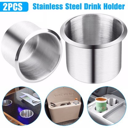 Heavy-Duty Stainless Steel Cup Holder Mount, Ideal for Marine Boat, RV, Car, Truck & Camper Use, Anti-Corrosion