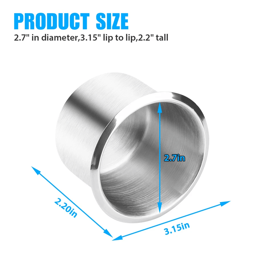HeavyDuty Stainless Steel Cup Holder Mount Ideal For Marine Boat RV Car Truck  Camper Use AntiCorro 6