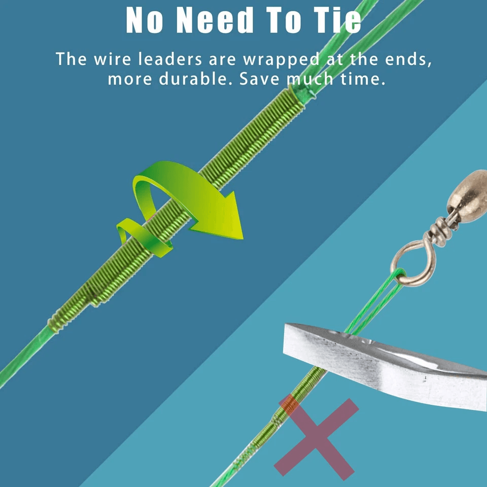 Stainless Steel Trace Wire Leader Fishing Line Snap Swivel Lure Connector Bite Resistant  Durable T 6