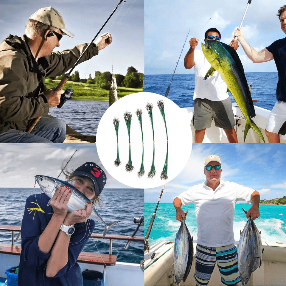 Stainless Steel Trace Wire Leader Fishing Line Snap Swivel Lure Connector Bite Resistant  Durable T 4