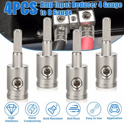 4PCS 4 Gauge to 8 Gauge Amp Input Reducer Power Wire Reducer Adapter for Car Audio Subwoofer Amplfier Installation