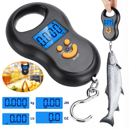 Digital Fish Scale Postal Hanging Hook Luggage Weight LCD Mini Portable Handheld Scale for Travel, Fishing & Home Use