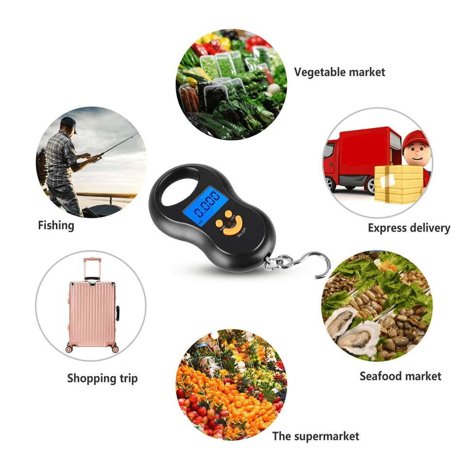 Digital Fish Scale Postal Hanging Hook Luggage Weight LCD Mini Portable Handheld Scale For Travel F 3