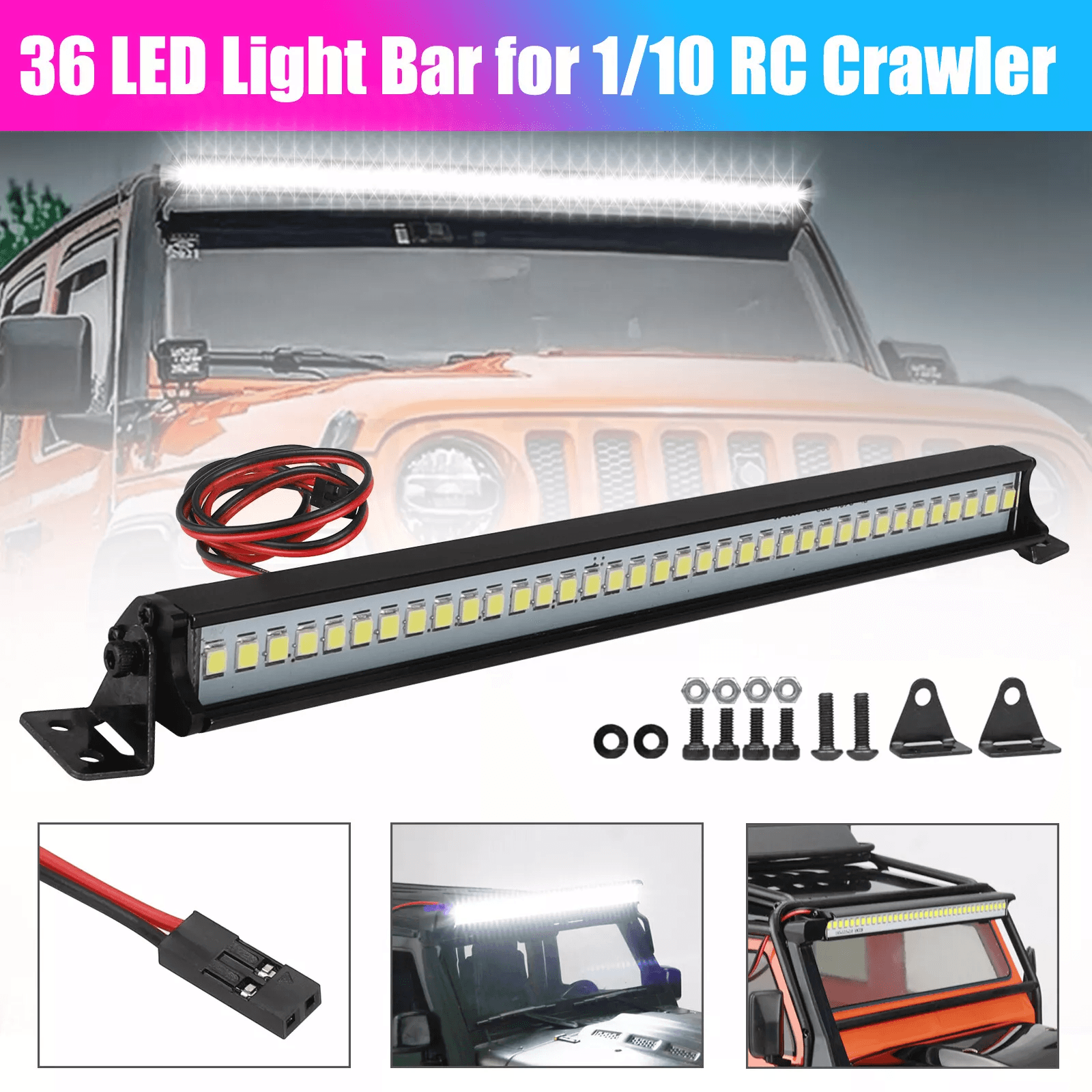 LED Super Bright Light Bar Roof Lamp for Crawler Car Scale, Durable Plug-and-Play Lighting Accessory for Night Driving