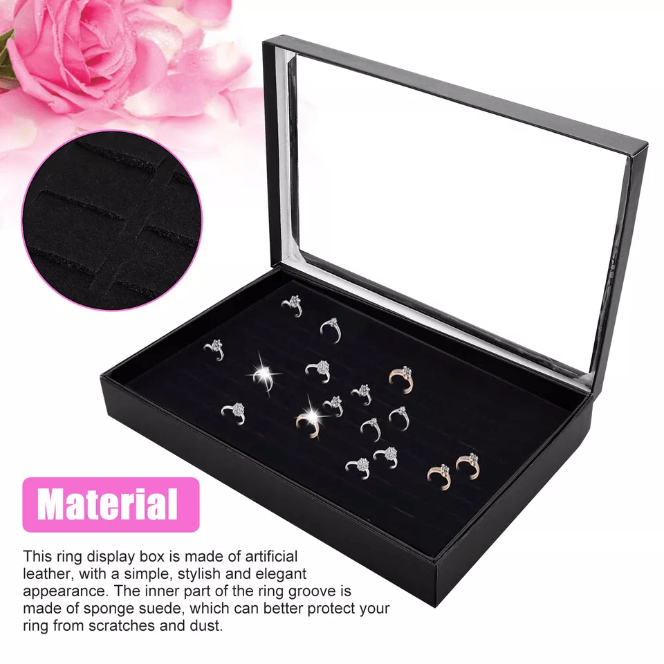 Jewelry Ring Display Organizer Case With Slots Stackable Tray Holder Earrings Storage Box For Home  3