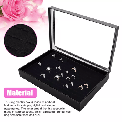 Jewelry Ring Display Organizer Case With Slots Stackable Tray Holder Earrings Storage Box For Home  3