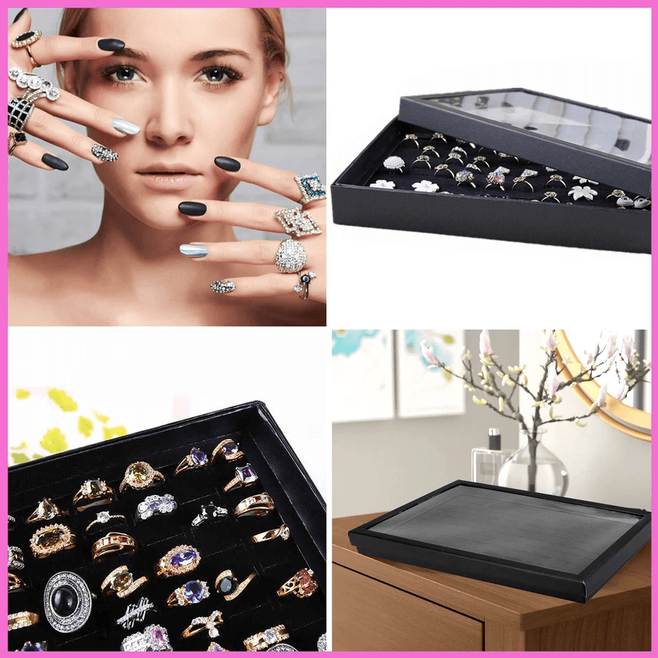 Jewelry Ring Display Organizer Case With Slots Stackable Tray Holder Earrings Storage Box For Home  1