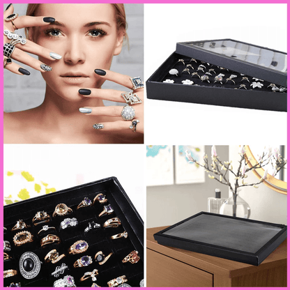 Jewelry Ring Display Organizer Case With Slots Stackable Tray Holder Earrings Storage Box For Home  1