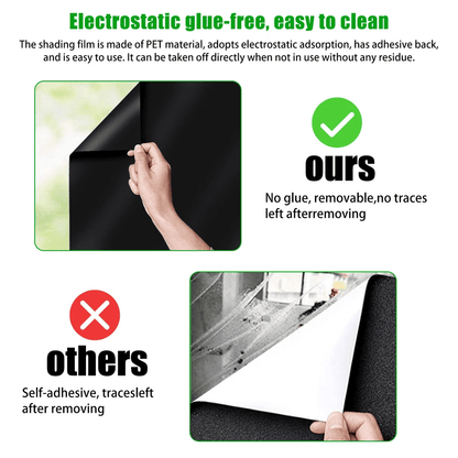 Static Cling Blackout Window Film UV Blocking Thick Privacy Glass Tint 3