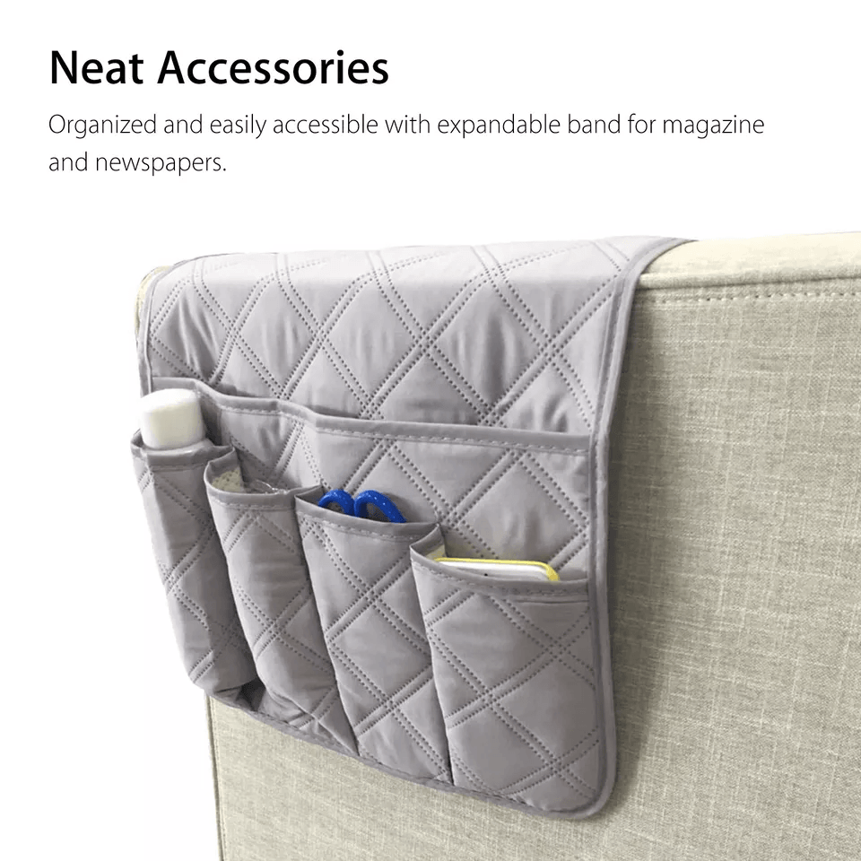 Sofa Arm Rest TV Remote Control Organizer Holder Couch Chair Storage Bag With Pockets For Books Pho 3