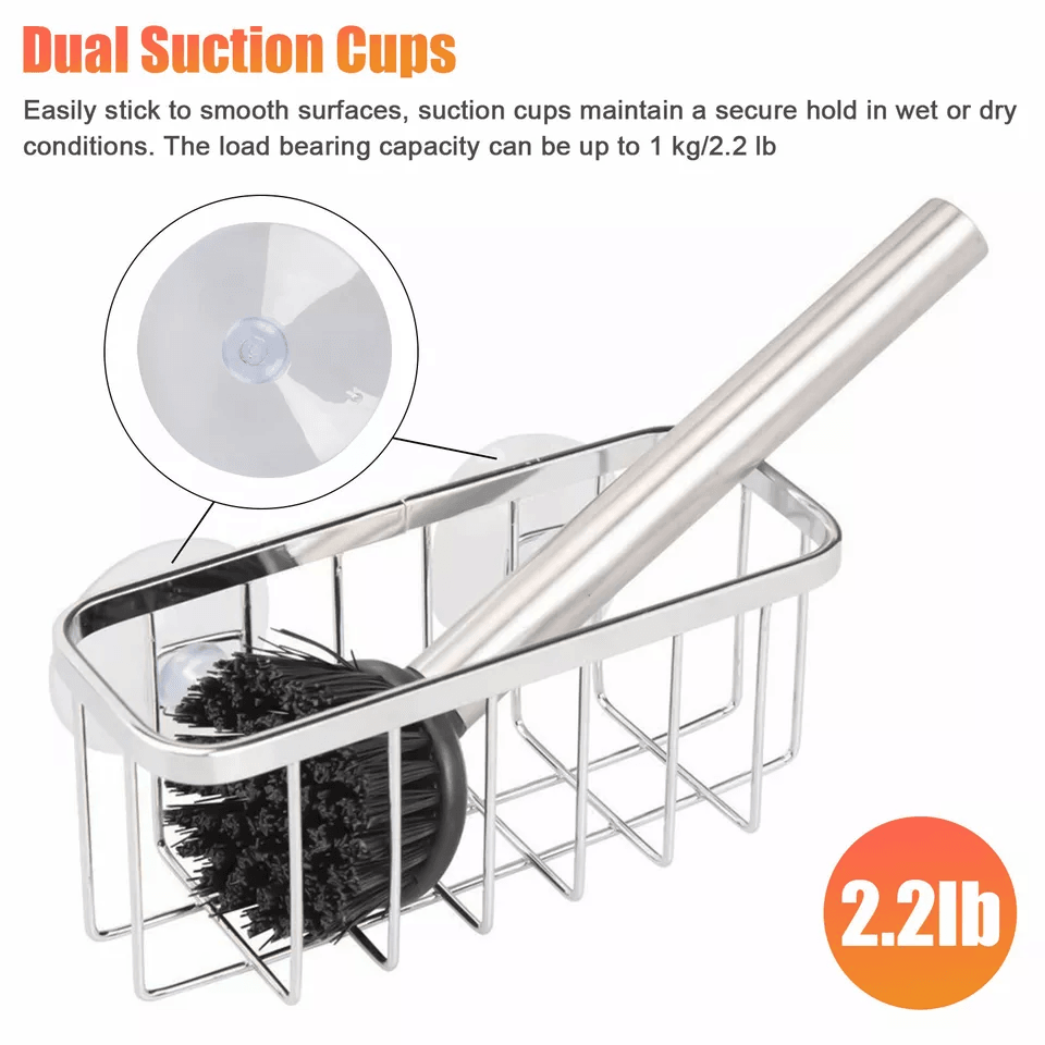 Stainless Steel Sponge Holder With Suction Cup Kitchen Dish Drain Sink Basket Rack Organizer For Sp 5