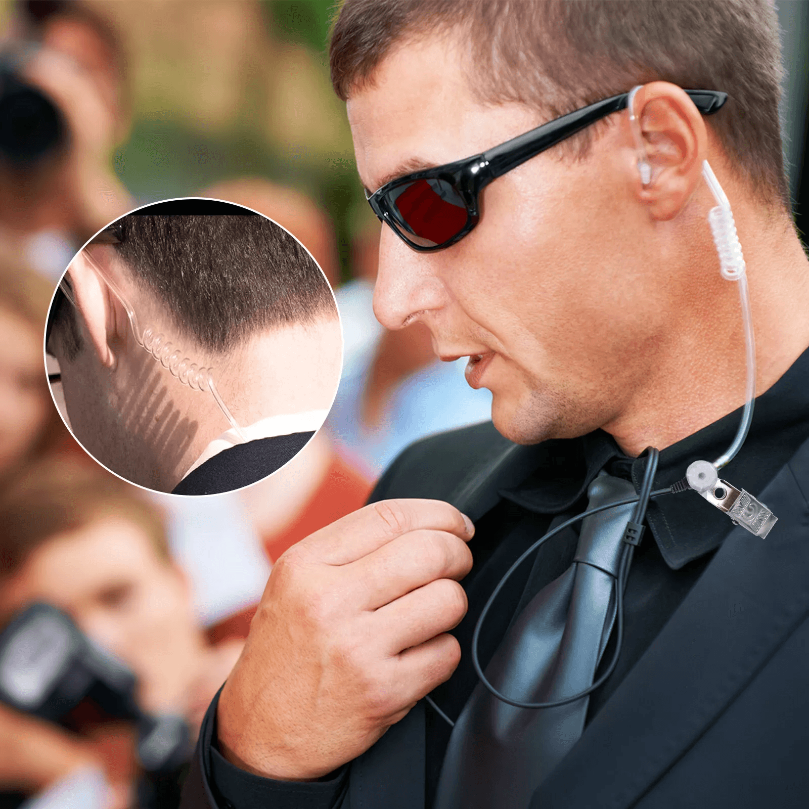 2 Pin Walkie Talkie Earpiece Headset Mic PTT For BAOFENG TwoWay Radio Acoustic Tube Security Survei 3
