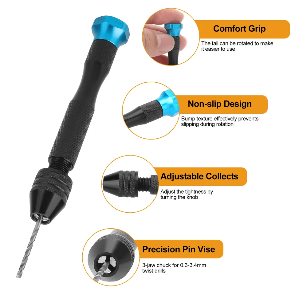 Pin Vise Hand Drills Rotary Tool Set With Micro Twist Drill Bits For Jewelry Model Wood Plastic 4