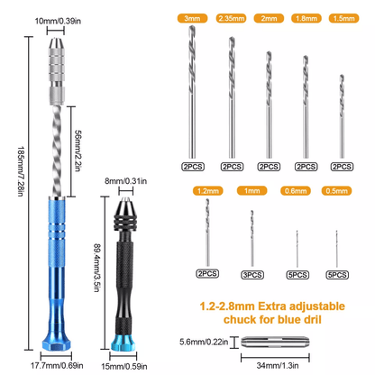Pin Vise Hand Drills Rotary Tool Set With Micro Twist Drill Bits For Jewelry Model Wood Plastic 1