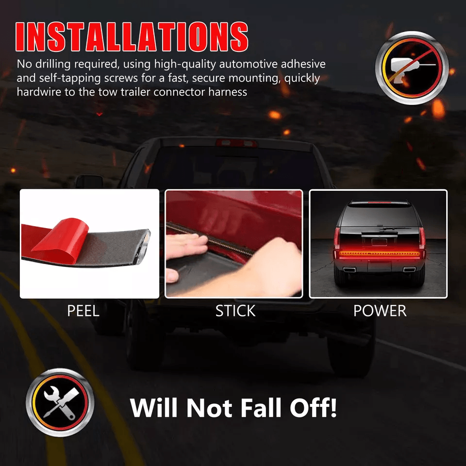 Truck Tailgate LED Light Bar Brake Reverse Turn Signal Stop Tail Strip Waterproof Strip For Pickup  7