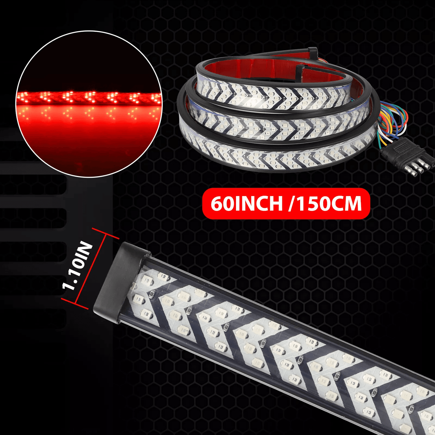 Truck Tailgate LED Light Bar Brake Reverse Turn Signal Stop Tail Strip Waterproof Strip For Pickup  5