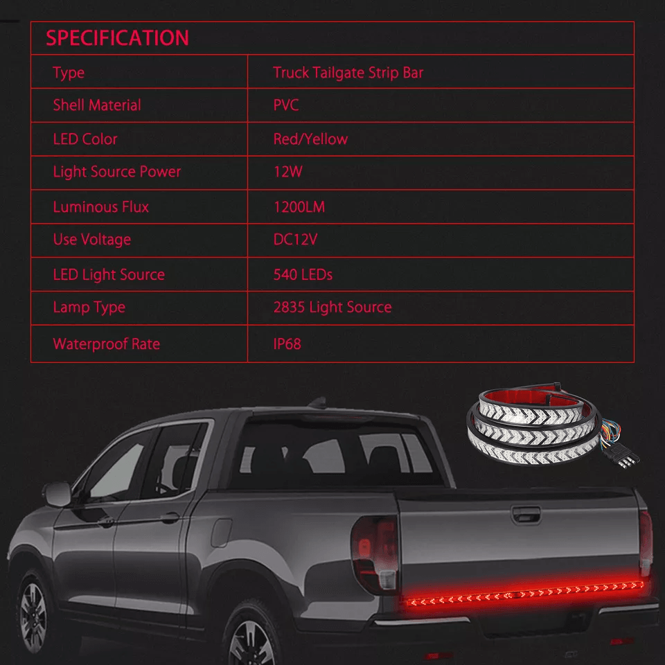 Truck Tailgate LED Light Bar Brake Reverse Turn Signal Stop Tail Strip Waterproof Strip For Pickup  8