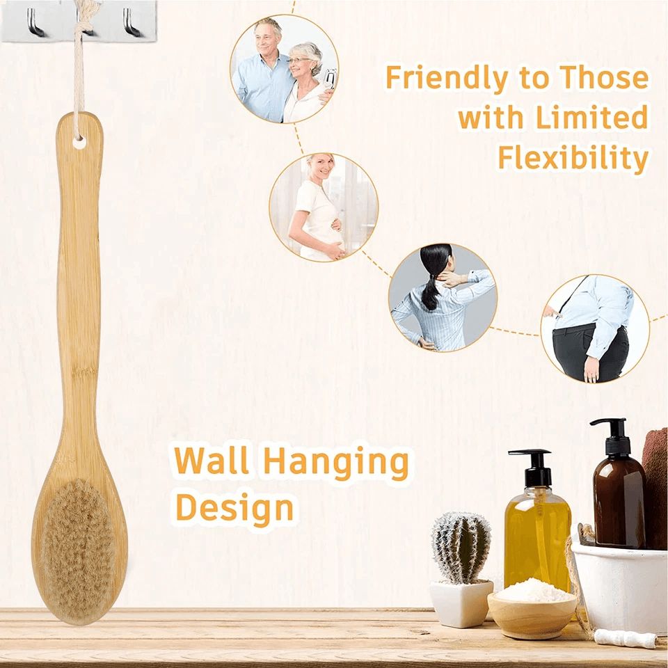 Long Handle Bath Body Brush DualSided Shower Scrubber  Back Exfoliating Massager For Smooth Skin 2