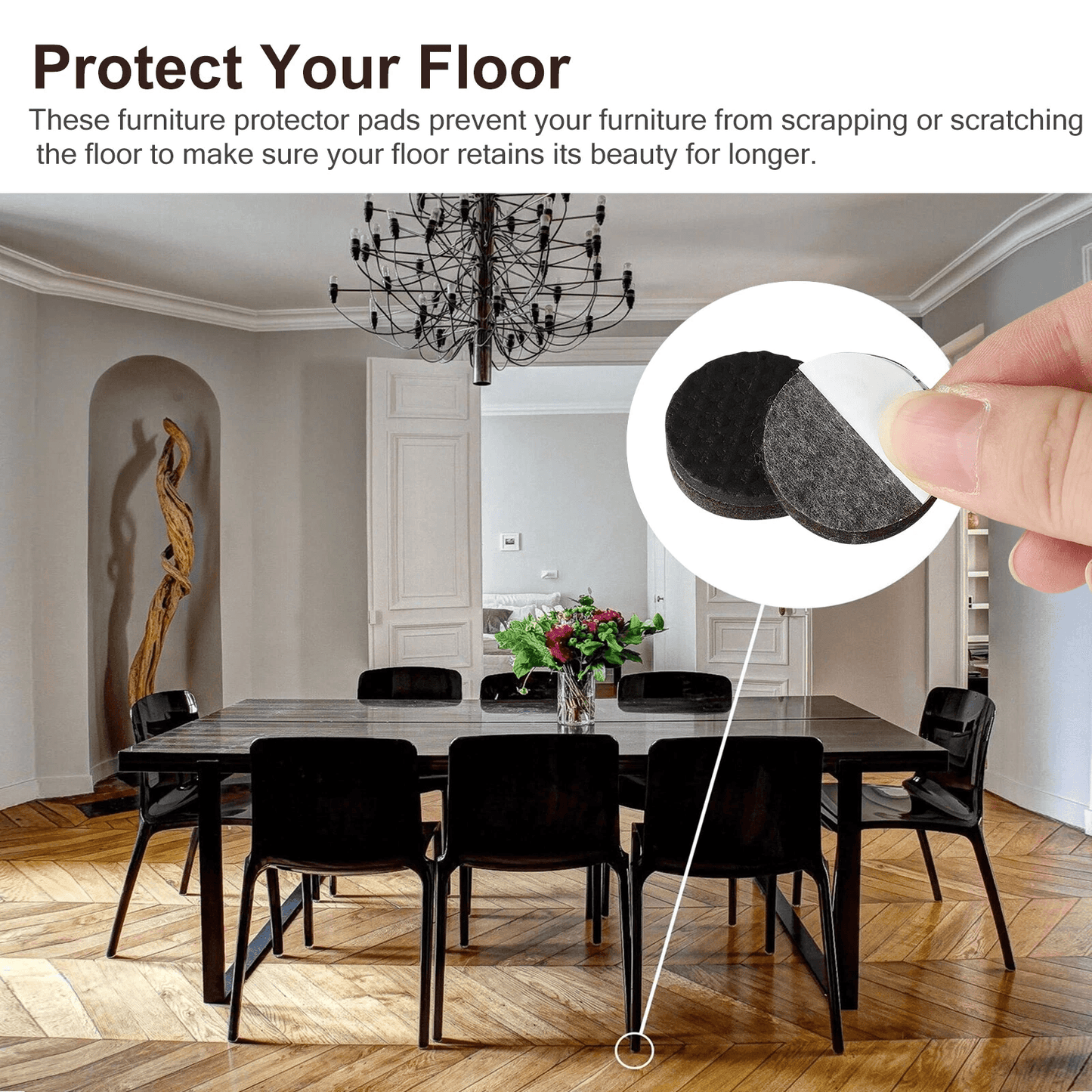 36Pcs NonSlip Felt Pads For Furniture Legs SelfAdhesive Chair Table Feet Floor Protectors AntiScrat 4