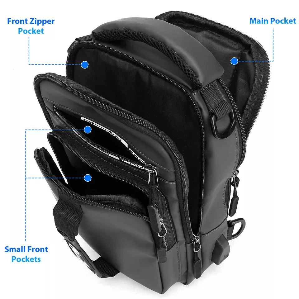 Anti Theft Men Sling Crossbody Chest Bag With USB Port Shoulder Messenger Backpack For Travel  Dail 5