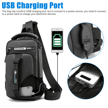 Anti Theft Men Sling Crossbody Chest Bag With USB Port Shoulder Messenger Backpack For Travel  Dail 2