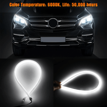 White Flexible LED Strip Lights For Car Headlights Waterproof 6000K Daytime Running DRL Light Strip 1
