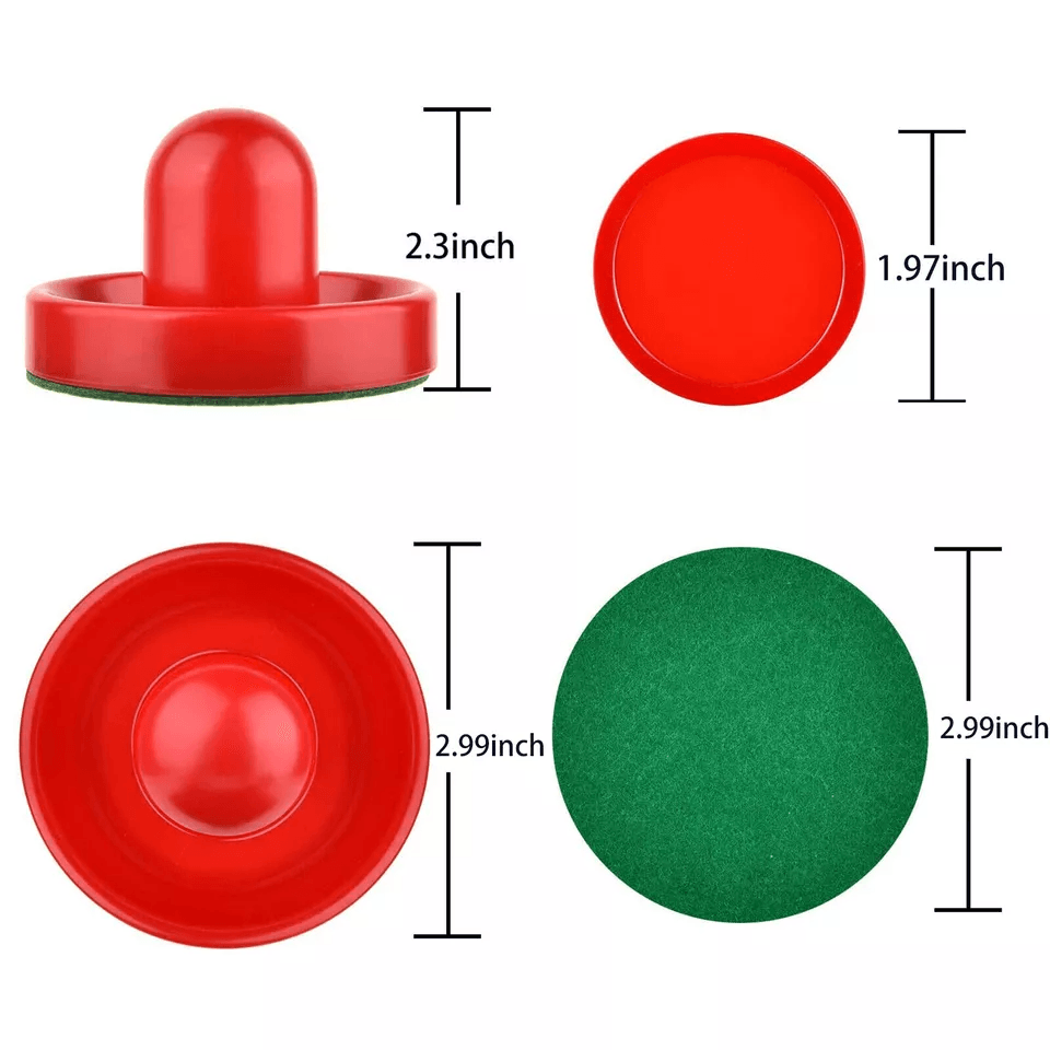 Replacement Air Hockey Set For Home Table Game 2 Red Pucks  4 Sliders Pushers 5