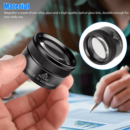 30X Pocket Magnifier Jeweler Eye Magnifying Glass With Optical Lens For Jewelry Watches Coins And A