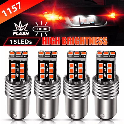 LED Strobe Flashing Brake Tail Stop Lights Red Safety Alert Bulbs