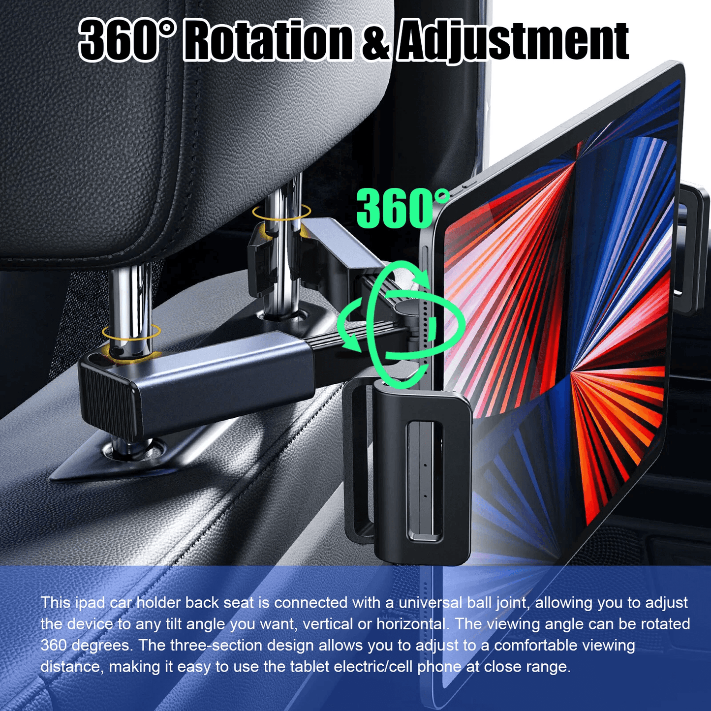360 Car Back Seat Headrest Mount Tablet Holder For 47129 IPad Adjustable Universal Stand For Kids E 4