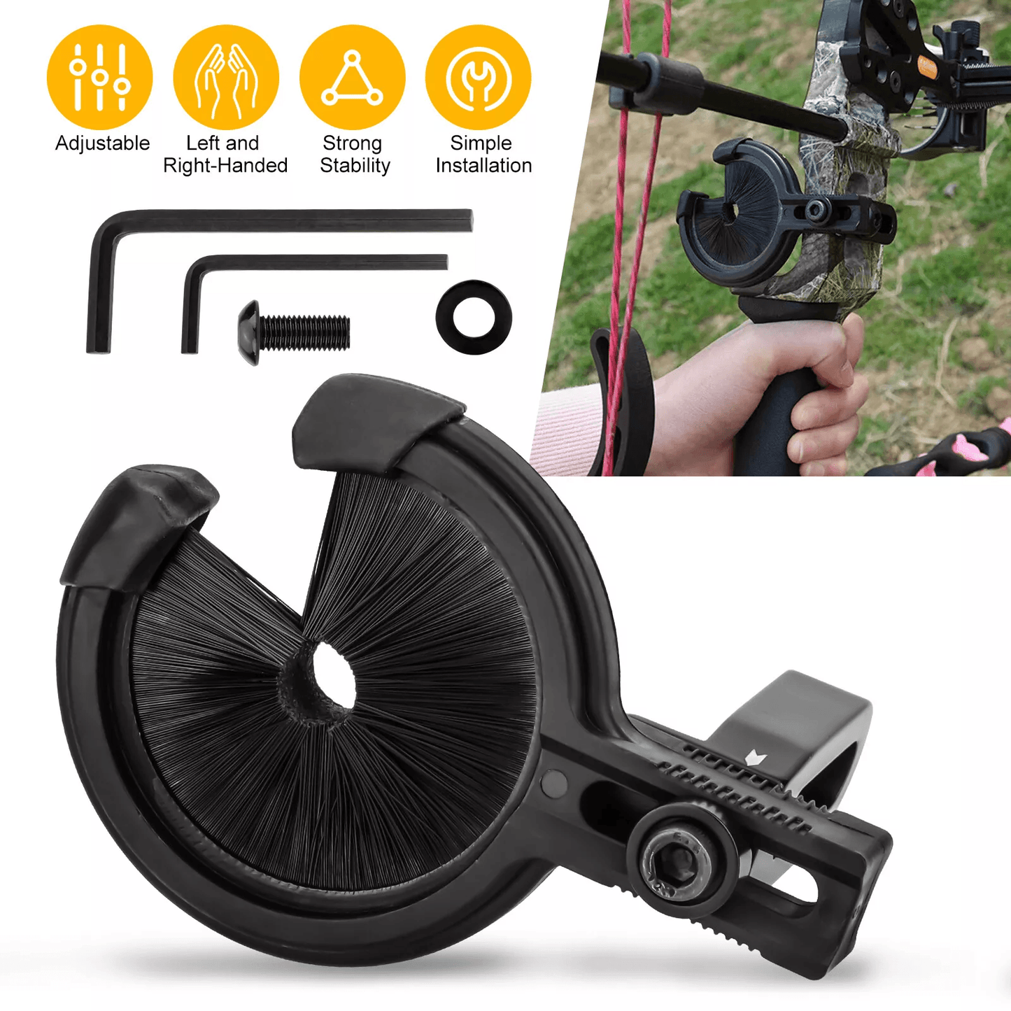 Universal Archery Brush Arrow Rest, Adjustable for Left & Right Hand Compound & Recurve Bows
