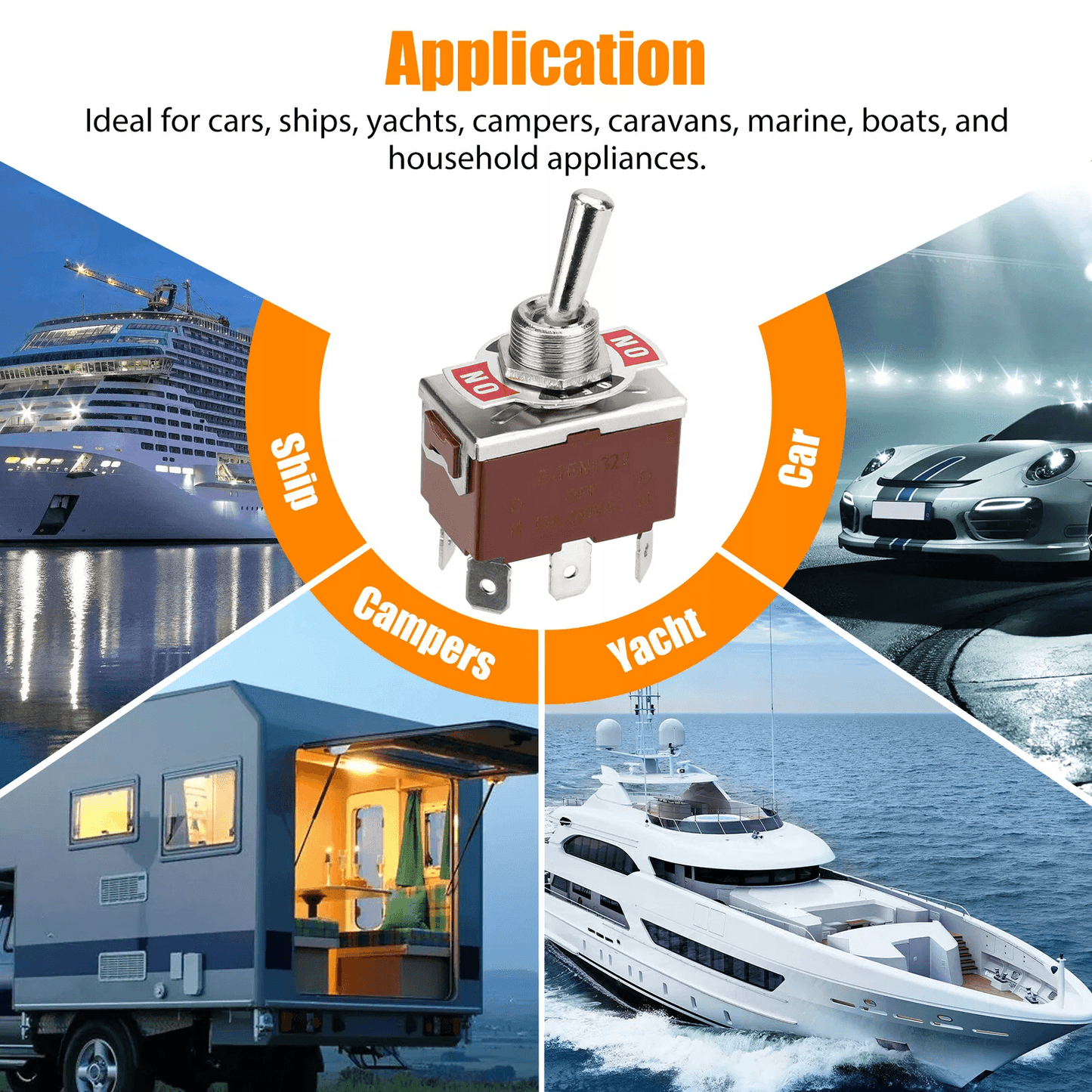 3PCS Toggle Switch Heavy Duty 20A 125V15A 250V DPDT ONOFFON 6Pin Spade Terminals For Car Marine RV  1
