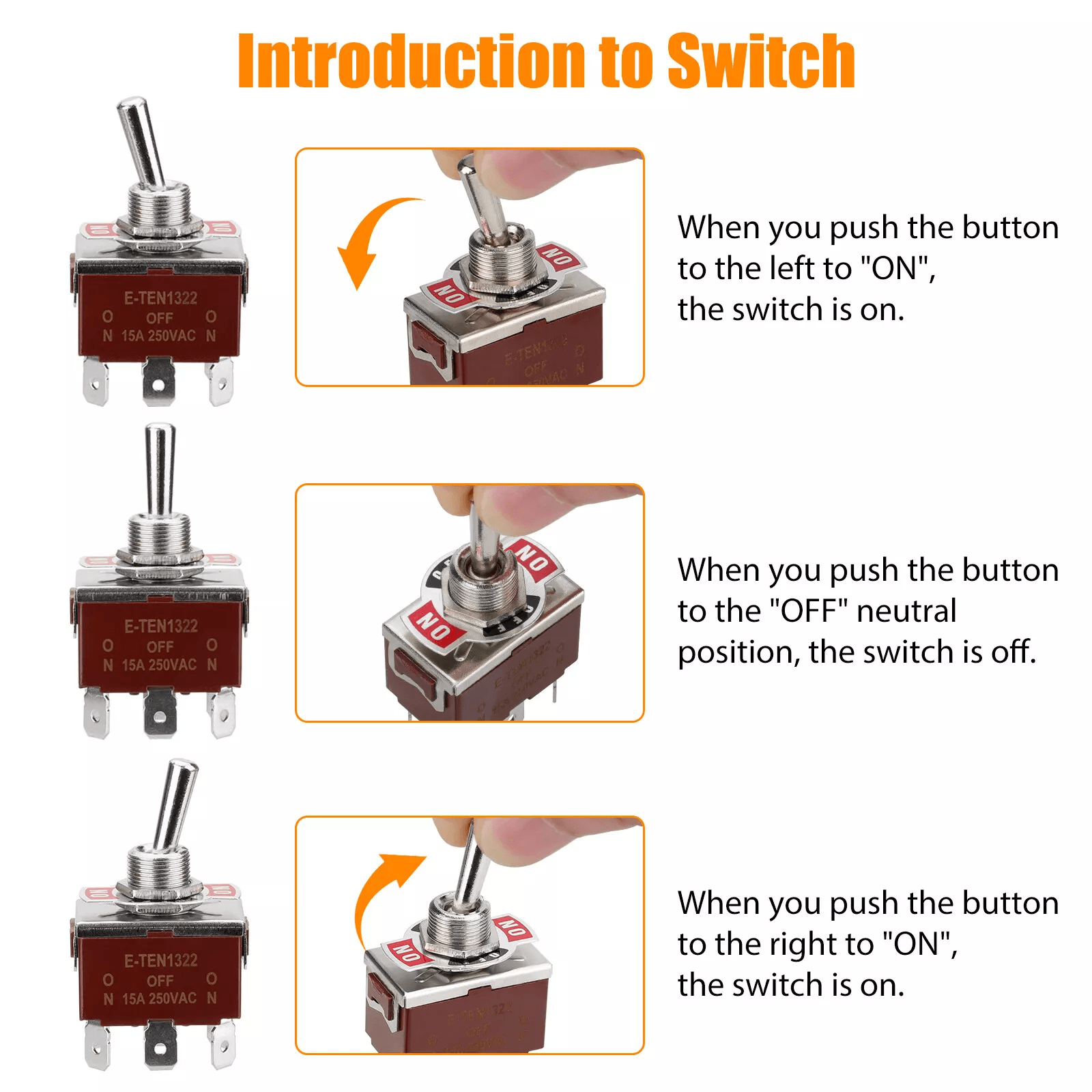 3PCS Toggle Switch Heavy Duty 20A 125V15A 250V DPDT ONOFFON 6Pin Spade Terminals For Car Marine RV  3