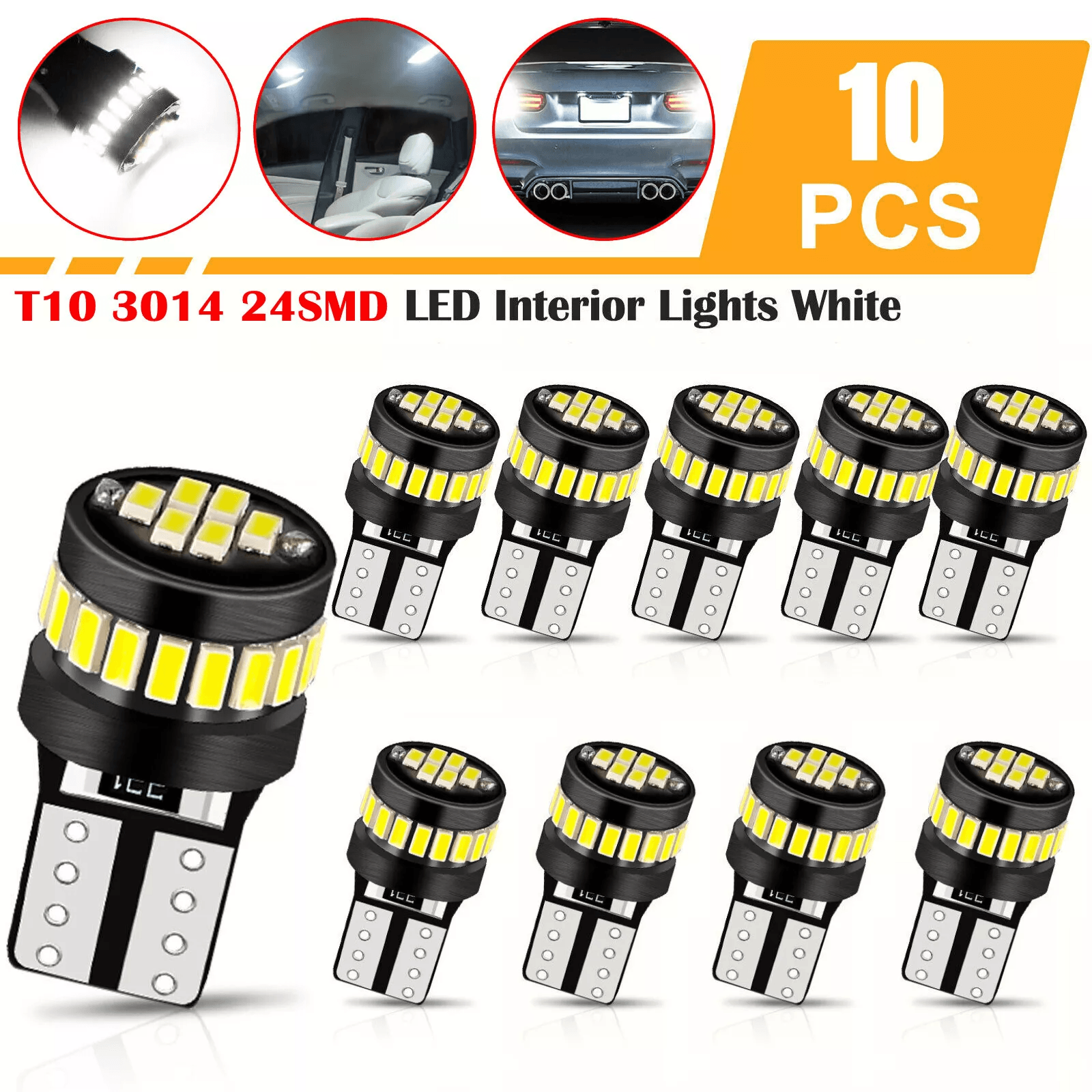 LED Bulbs White 24 SMD Side Marker License Plate Interior Lights
