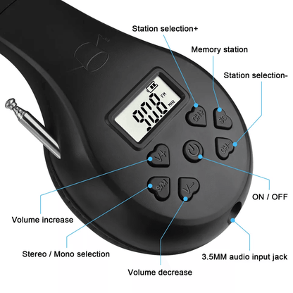 Portable Wireless FM Radio Headphone Foldable OverEar Stereo Headset Receiver Lightweight  Compact  3