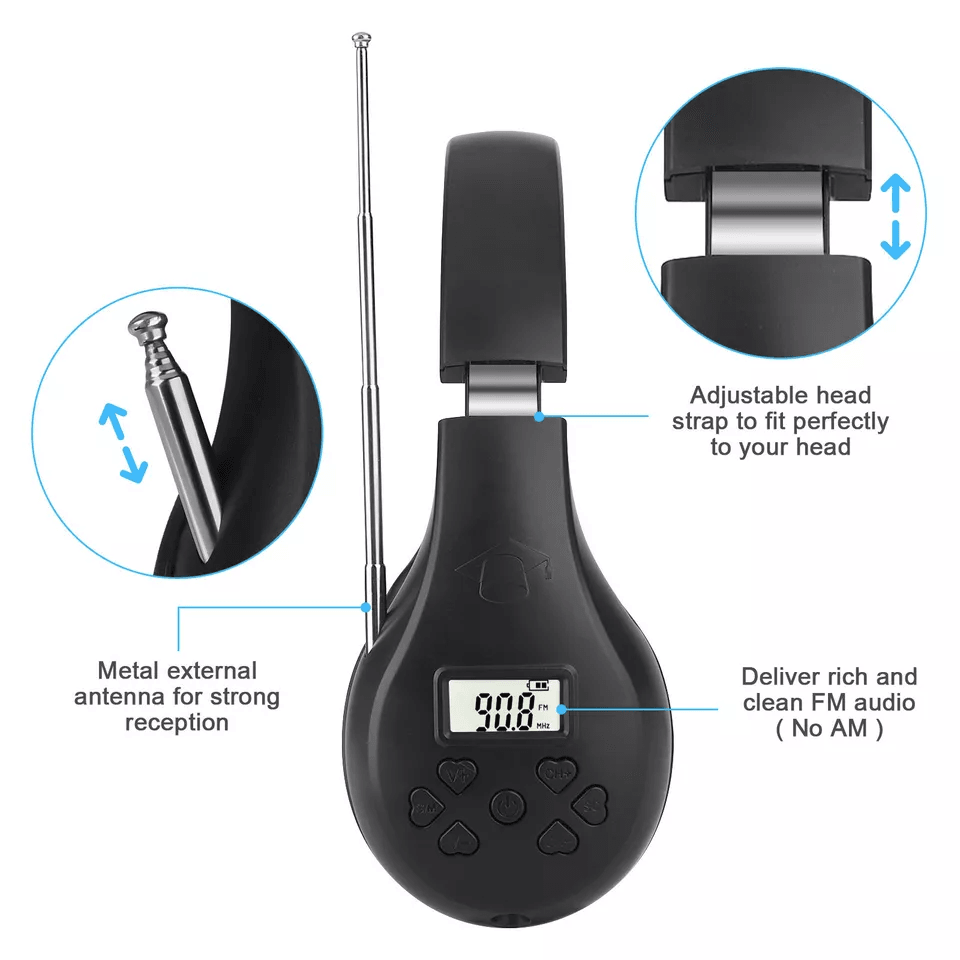 Portable Wireless FM Radio Headphone Foldable OverEar Stereo Headset Receiver Lightweight  Compact  6