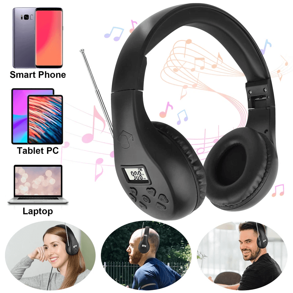 Portable Wireless FM Radio Headphone Foldable OverEar Stereo Headset Receiver Lightweight  Compact  4