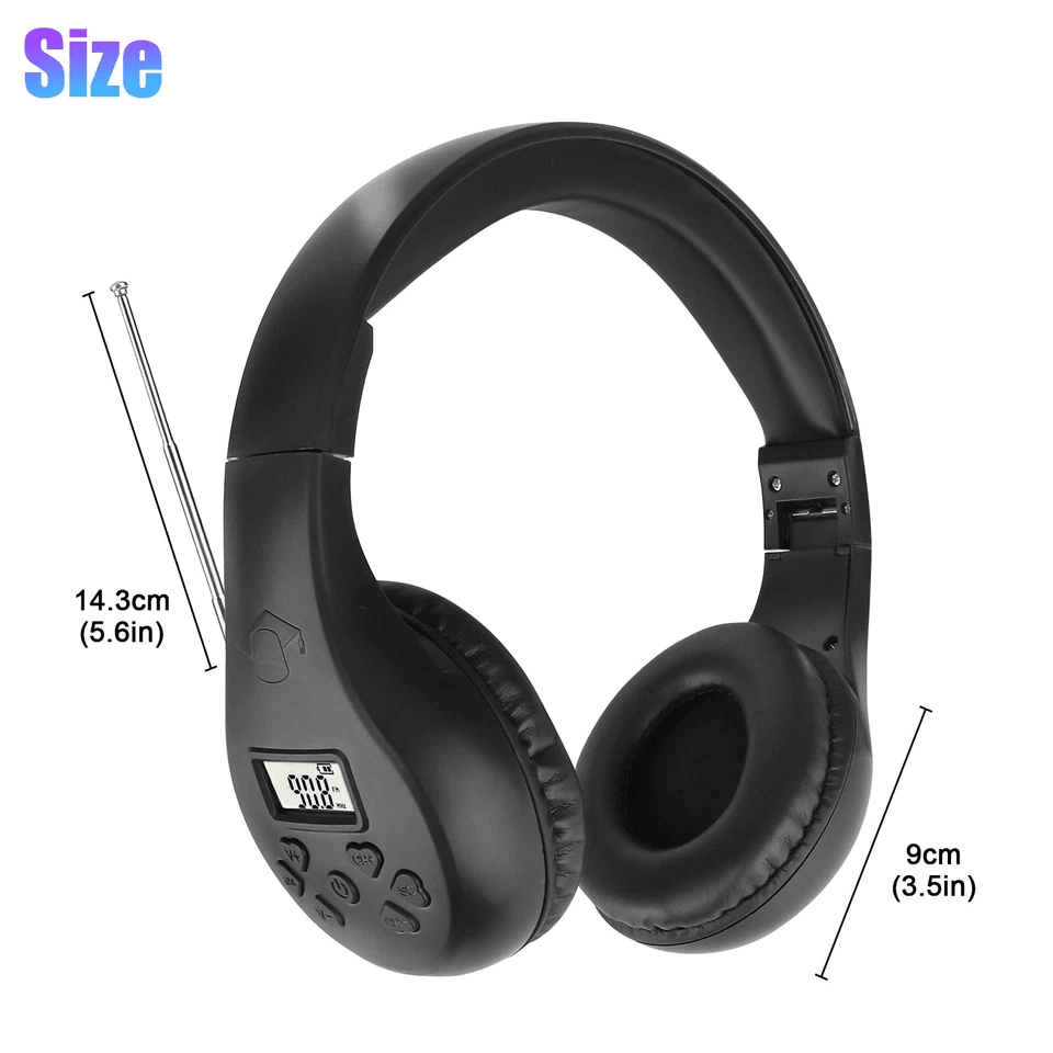 Portable Wireless FM Radio Headphone Foldable OverEar Stereo Headset Receiver Lightweight  Compact  7