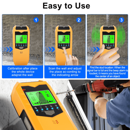 Digital Stud Finder Wood Metal Pipe Wire Wall Scanner Sensor With LCD Display Auto Calibration For  3