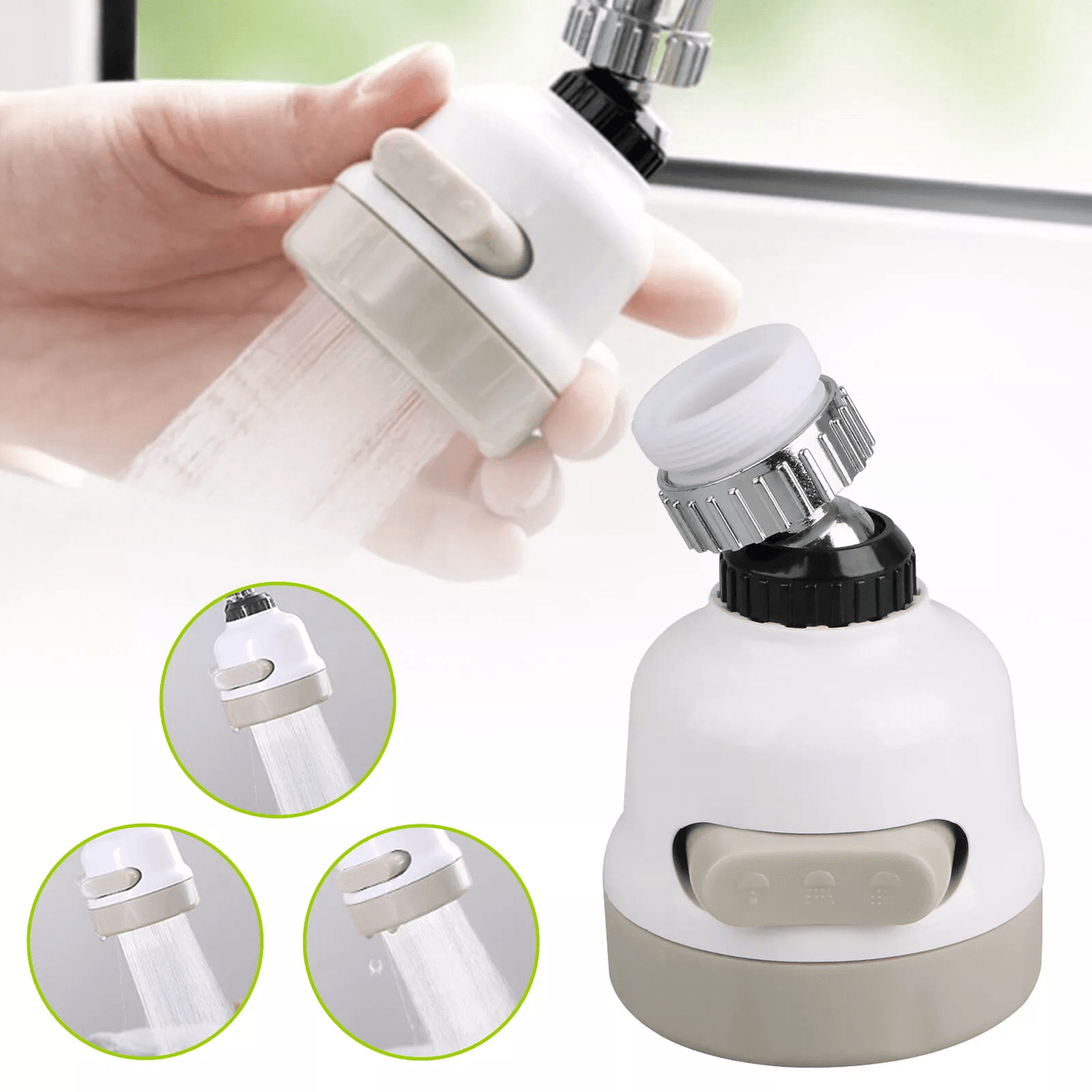 Movable Kitchen Sink Tap Head Nozzle Sprayer with Rotating Faucet Water Filter, Multi-Mode Water Saver for Home Use