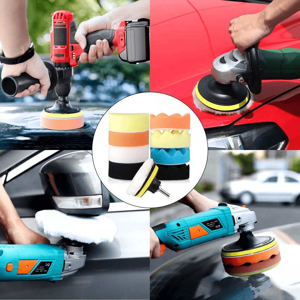 Car Buffing Pads Polishing Buffer Sponge Waxing Foam Kit For Drill MultiUse Auto Detailing Set With 3