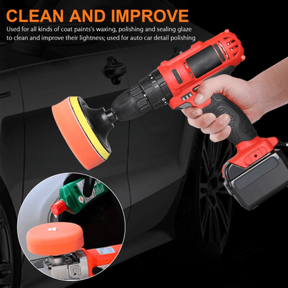 Car Buffing Pads Polishing Buffer Sponge Waxing Foam Kit For Drill MultiUse Auto Detailing Set With 4