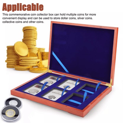 Solid Wood Display Storage Box Case For Certified Coin Holder Slabs Collectible Coin Organizer With 3