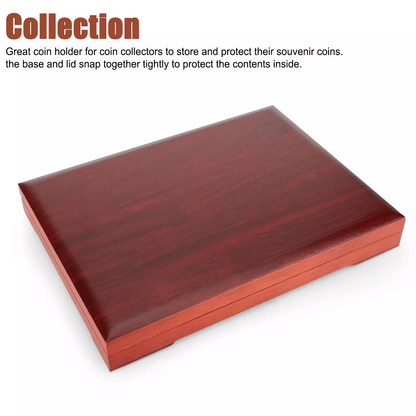Solid Wood Display Storage Box Case For Certified Coin Holder Slabs Collectible Coin Organizer With 5