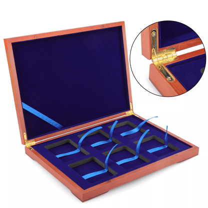 Solid Wood Display Storage Box Case for Certified Coin Holder Slabs, Collectible Coin Organizer with Lid for Dollar Coin