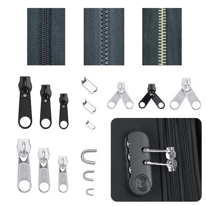 AllinOne Zipper Fix Kit Complete Removable Rescue Replacement Set With Plier For Clothing Bags Tent 7